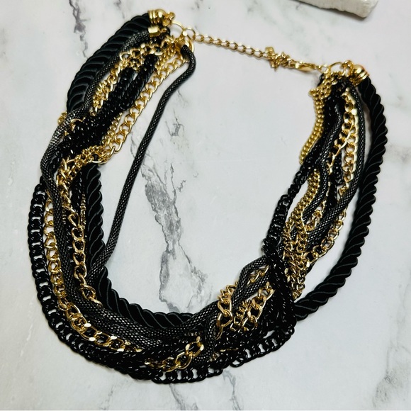 NEW! MIKA Signed Black & Gold Multi Strand Rope & Chain Necklace - Picture 11 of 17